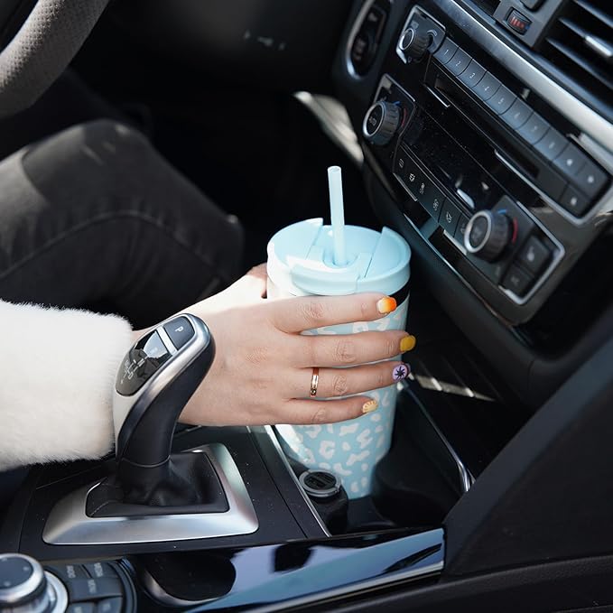 BJPKPK 26oz Stainless Steel Insulated Tumbler With lid And Straw Travel Coffee Thermal Tumblers Cup For Women And Men,Modern Blue