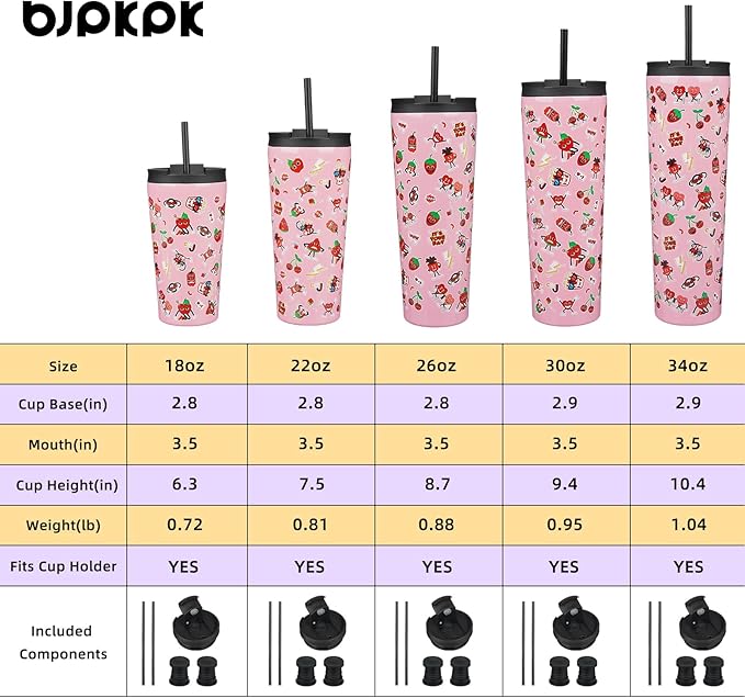 BJPKPK 26oz Stainless Steel Insulated Tumbler With lid And Straw Travel Coffee Thermal Tumblers Cup For Women And Men,Passionate Pink