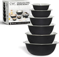 COOK WITH COLOR Stainless Steel Mixing Bowls Set - Nesting Bowls, 6 Pieces, Black