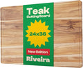 Riveira Teak Wood Cutting Board – Gourmet Teak Grandeur: 36 x 24 Wooden Cutting Board – Natural Wooden Cutting Boards For Kitchen Decorative – Innovative Juice Grooves Teak Wooden Chopping Board
