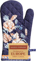 Maison d' Hermine Oven Gloves 100% Cotton Oven Mitt 7" x 13" with Loop Heat Resistant, BBQ, Cooking Gloves, Baking, Grilling, Kitchen, Handling Hot Pans (Pack of 1, Pumpkin Blues)