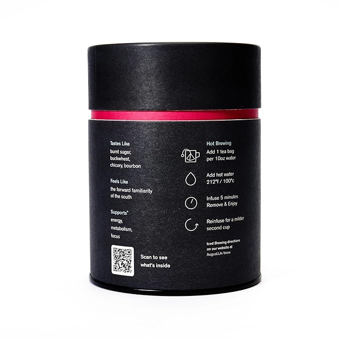 August Uncommon Low Country Bourbon Sugar Black Tea – Vegan, Non-GMO Loose Tea Leaves – Energize Your Day with Southern Wild Flavor in a Convenient Can with 15 Plastic-Free Bags