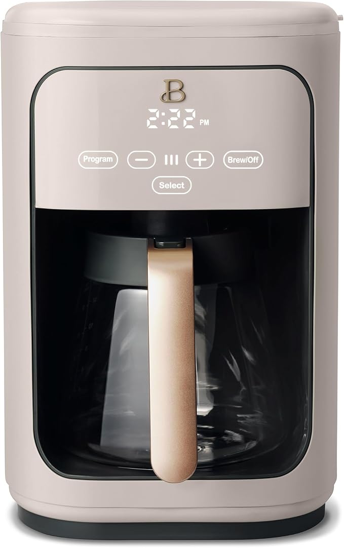 Beautiful Coffee Maker, 14-Cup, Touch-Activated Display, Programmable, Automatic Shut-Off, 1200W, Keep Warm, 24h Timer (Porcini Taupe)
