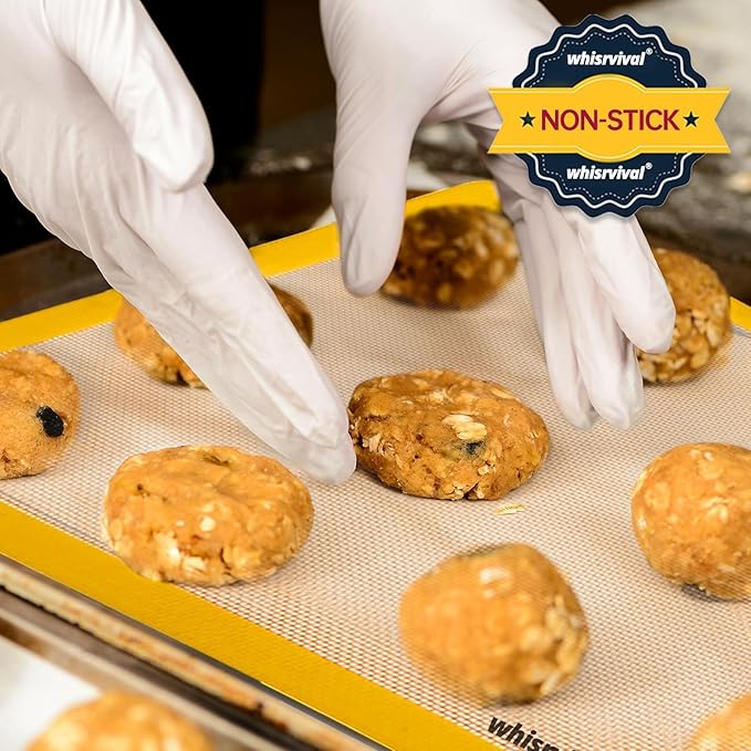 Silicone Baking Mat, 2 colors Half Sheet(16.5"x11.6") Non-Stick Baking Mat, Food Safe Silicone Mats for Baking Cookies, Macarons, Vegetables, 480℉ Heat Resistant (Deep Raspberry & Amber)
