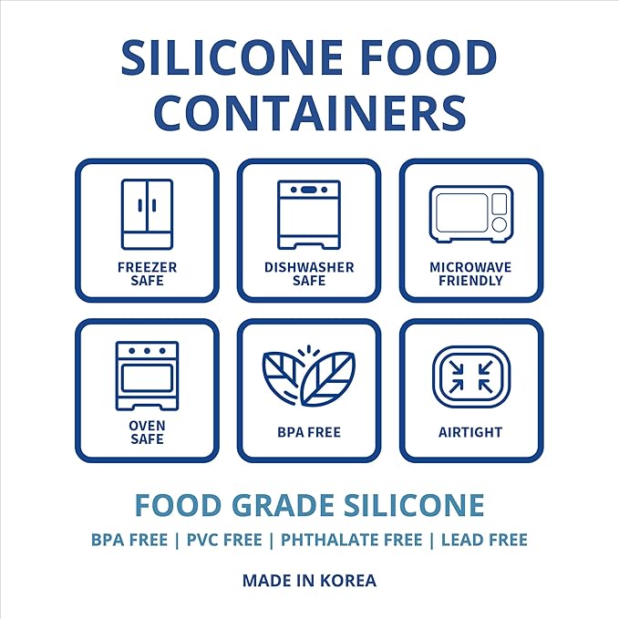 BLUE GINKGO Nesting Silicone Containers - Set of 3 Hard-Shell Silicone Food Storage Containers | BPA Free, Airtight, Dishwasher and Freezer Safe (6.7oz, 10oz, 20oz) - Green