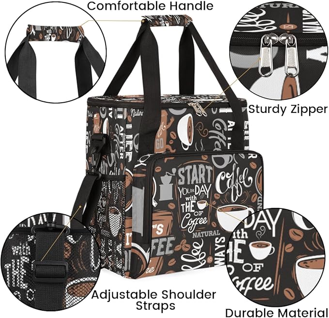 cfpolar Coffee Maker Storage Bag, Waterproof Travel Carrying Storage Tote Bag Organizer Case, Compatible with K-Mini or K-Mini Plus, And Suitable for Other Accessories， With Pockets for K-Cup Pods