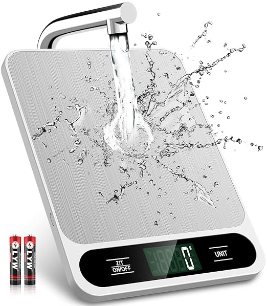 Mik-Nana Food Scale White, 22lb/10kg Digital Kitchen Scale Grams and oz for Baking Cooking and Weight Loss, 1g/0.04oz Precise Graduation, Easy Clean Stainless Steel
