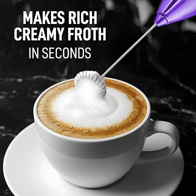 Zulay Kitchen Executive Series Milk Frother Wand - Upgraded & Improved Stand - Ideal Coffee Gift - Coffee Frother Handheld Foam Maker For Lattes - Electric Milk Frother Handheld For Cappuccino