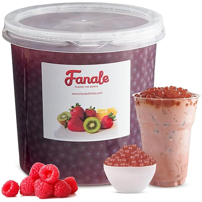 Fanale Popping Boba Pearls for Bubble Tea - 7 lb | Raspberry | Bursting Boba Pearls Bubble | Fruit Juice Flavor for Shakes, Dessert, Smoothie | FPB014