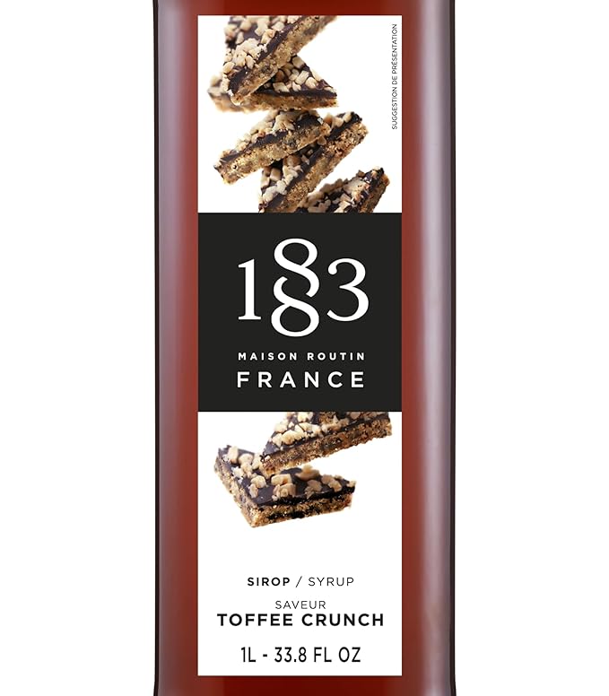 1883 Toffee Crunch Syrup for Drinks, Made in France, 1 Liter Plastic Bottle