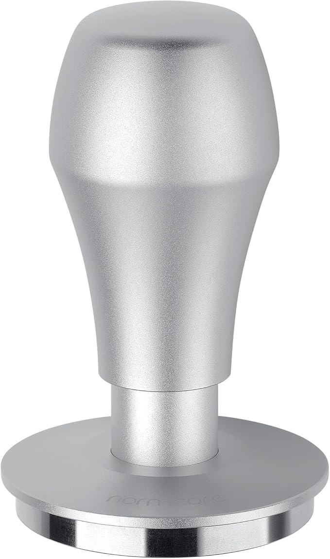 Normcore 58mm Coffee Tamper V4.1 with Click Sound Feedback, Spring Loaded Tamper With Flat Base, Compatible with 58mm Standard Baskets, Anodized Aluminum Handle, Silver