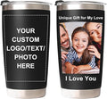 Personalized Coffee Tumbler with Pictures Text, 20oz Custom Insulated Stainless Steel Tumbler, Customized Christmas Birthday Gifts for Women Men, Custom Travel Coffee Cup with Lids
