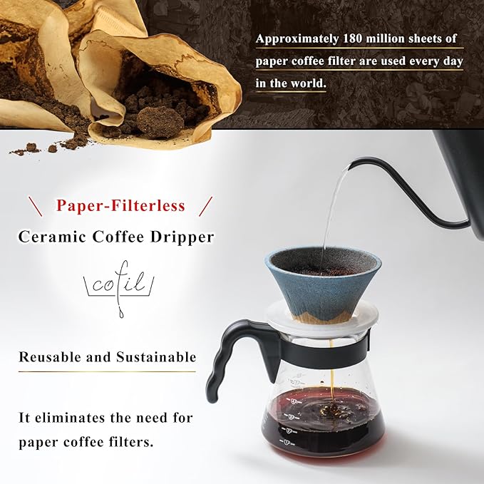 Ceramic Reusable Coffee Filter Dripper Paperless Sustinable Mt. Fuji Made in Japan (Orange)