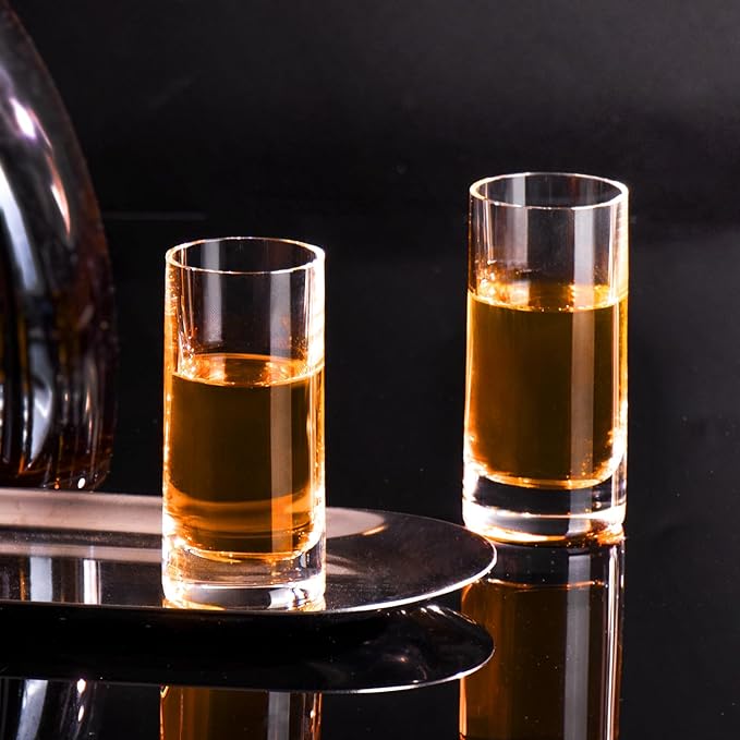 KAMMAK Shot Glasses Set of 2, 40ml/1.35oz Clear Espresso Shot Glass with Heavy Base for Bar Restaurants Home, Small Whiskey Shot Glass for Vodka, Whiskey, Tequila, Spirits & Liquors