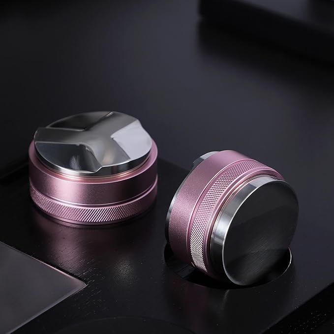 51mm Coffee Distributor and Tamper,Dual Head Coffee Leveler Fits for Delonghi 51mm Portafilter,Professional Espresso Hand Tamper.(Light pink)
