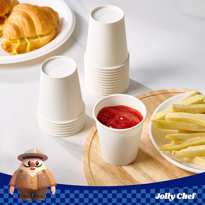 JOLLY CHEF 500 Count 5 oz Paper Cups, Disposable Bathroom Mouthwash White Drinking Cups for Home, Office, School, Store Use