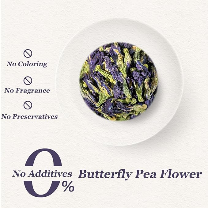 SXETBEAN Butterfly Pea Flower Tea | 3.5oz/100g Pure Dried Butterfly Pea Flowers for Teas, Coolers, Cocktails | No Sugar