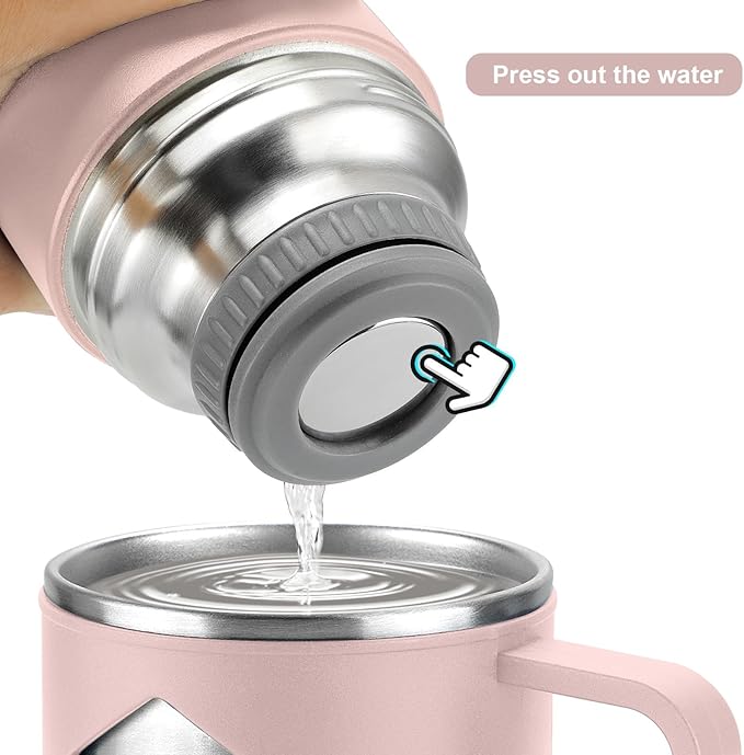 Stainless Steel Thermo 700ml/23.7oz Vacuum Insulated Bottle with Cup for Coffee Hot drink and Cold drink water flask.(Pink,Set)