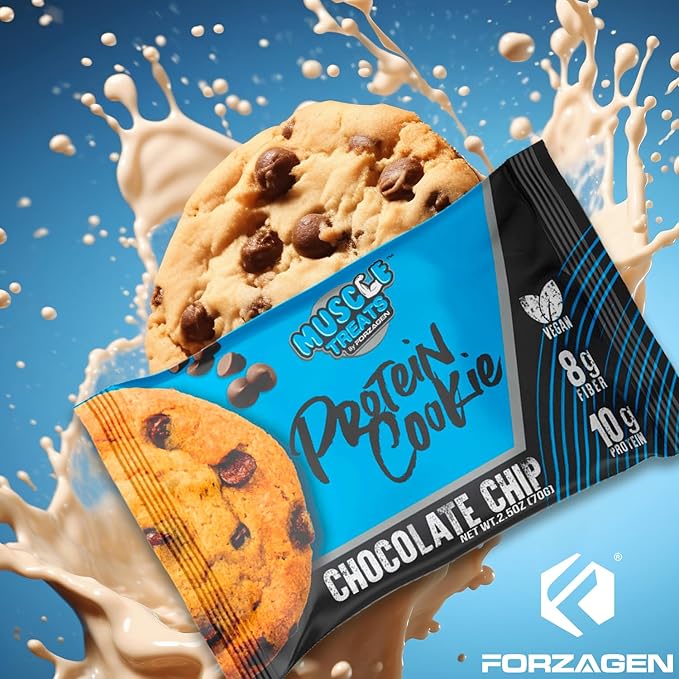 Forzagen Vegan Protein Cookies - Chocolate Chip Flavor | Low Carb Protein Treats, Healthy Snacks, No Artificial Sweeteners and Trans Fat | Plant Based Vegan Snack,10g of Protein per Serving | 12-Pack