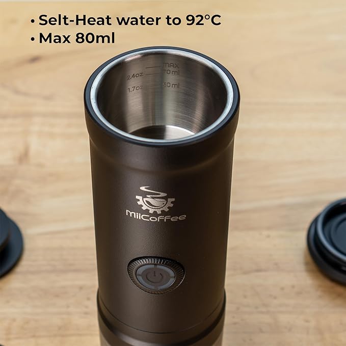 Eon Portable Espresso Machine, Travel Coffee Maker with Self-Heating and USB-C Charging (Grey)