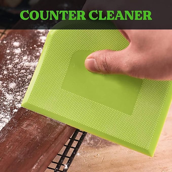 SURDOCA Dough Scraper Bench Scraper - 3P 4.7x3.7" Plastic Flexible Bowl Scraper, Sharp Edge & Angles Cake Scraper. Non-Slip Bakeware Decorating Tools Sculpting & Modeling Tools - Pink+White+Green