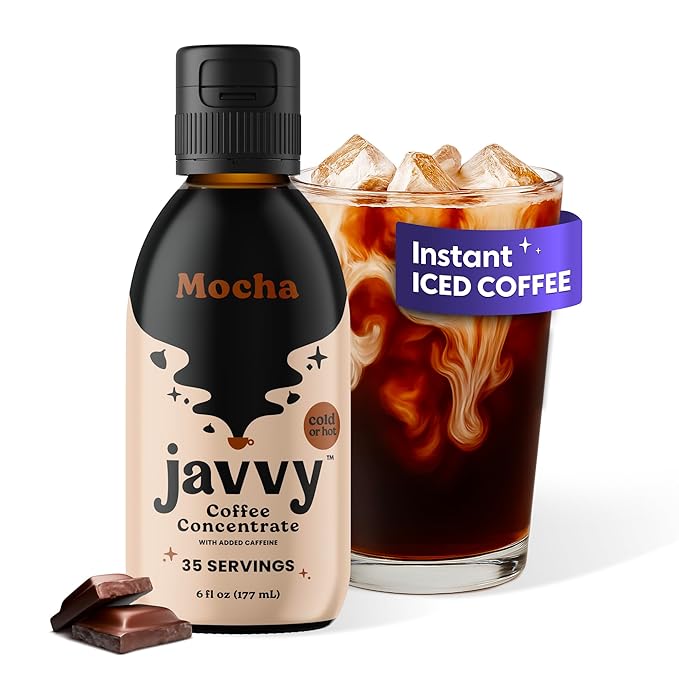 Javvy Coffee Concentrate - Cold Brew Coffee, Perfect for Hot or Iced Instant Coffees, Hot Drinks, Cold Brew Concentrate, 35 Servings - Mocha