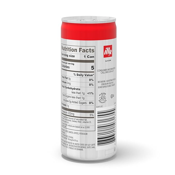 illy Ready To Drink Coffee - Cold Brew Cans - 100% Arabica Coffee - Smooth & Refreshing Taste - Convenient, Easy to Carry Coffee Drink – No Preservatives - 8.5 oz. (Pack of 4)