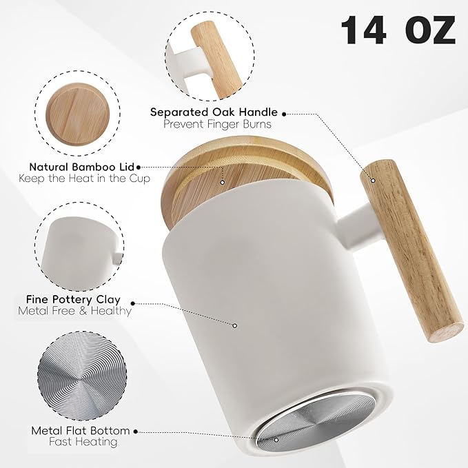 Coffee Mug Warmer & Mug Set 2025, Heated Cup for Desk with Temperature Control and Smart Auto Shut Off, 14oz