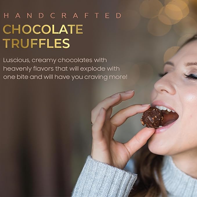 CRAVINGS BY ZOE Gourmet Chocolate Truffle Gift Box | 8 Count | Assorted Gourmet Milk & Dark Chocolate Candy Food Gift Basket Anniversary, Birthday, Get Well, Holiday, Thank You Men Women Mom Her
