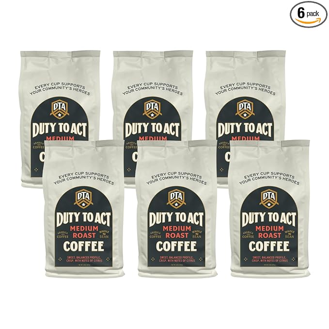 Duty to Act Medium Roast Whole Bean Coffee, 2 lbs (Pack of 6)