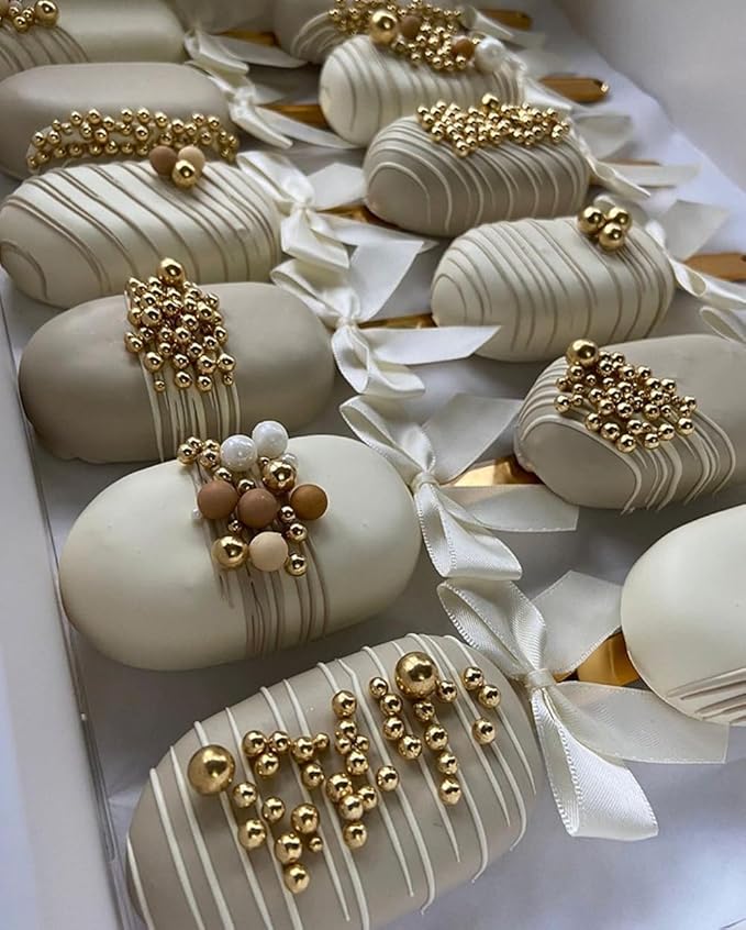 Gold Pearl Sugar Sprinkles 3.53 oz, 7mm Candy Pearls Ideal for Baking, Cake and Cupcake Toppers, Cookie Decoration, Ice Cream Topping, Wedding Shower Valentines Halloween Christmas