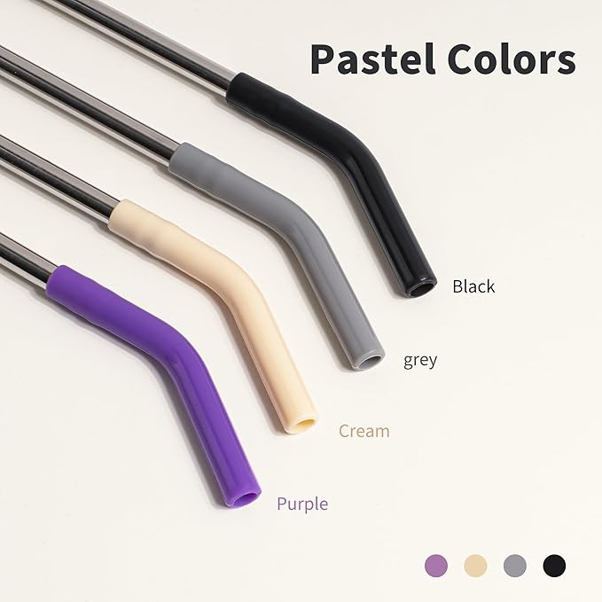 6.7" Short Metal Straw-Reusable Stainless Steel Drink Straws with Silicone Tips and Brush, Fit for 6 7 10 12 oz Small Cups (Colors 1)