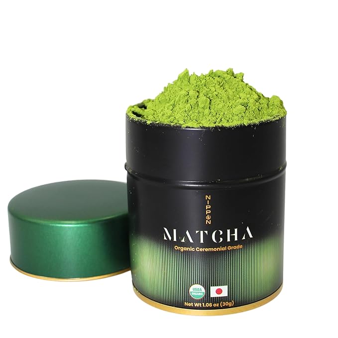 Nippon Matcha – Organic Ceremonial Grade Japanese Matcha Green Tea Powder – First Harvest from Uji, Kyoto – USDA Certified, Stone-Ground, Smooth & Vibrant (30g/1.06oz)