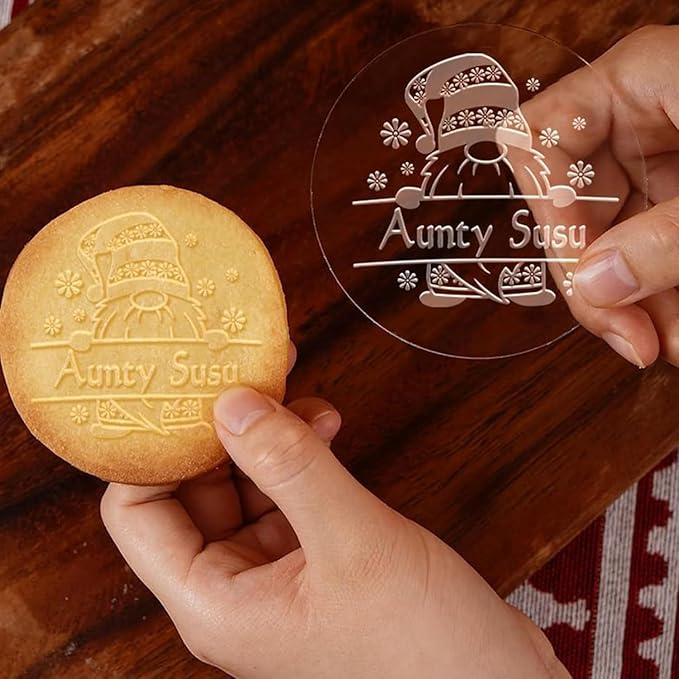 2025 Personalized Christmas Cookie Stamp Unique 3D Embossed Design Fun Tool for Baking Art (E)