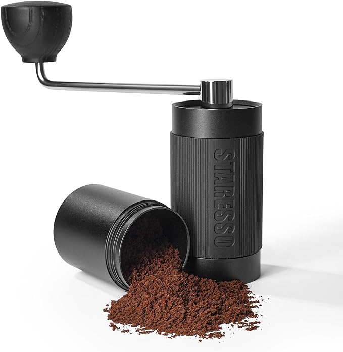 STARESSO D6 PLUS Portable Manual Coffee Grinder with Numerical Adjustable Setting, Stainless Steel Conical Burr for Consistent Grind, Easy to Use for Espresso, French Press, Pour Over, Cold Brew