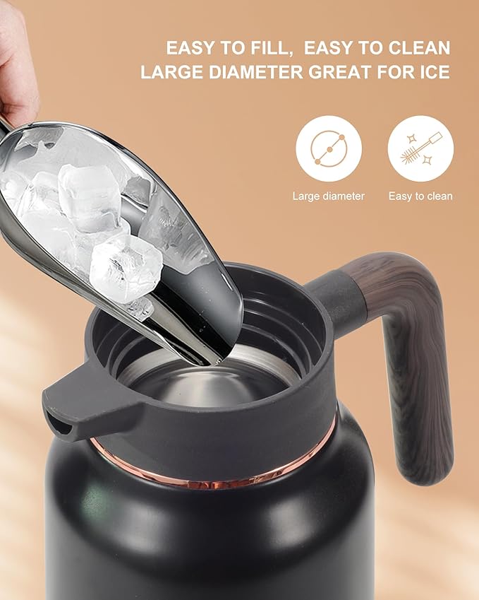 34 Oz Carafes for Hot Liquid, Stainless Steel Insulated Vacuum Thermal Coffee Carafes For Keeping Hot, 1 Liter Coffee Dispenser(silver)