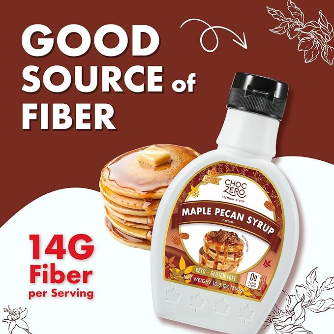 ChocZero Maple Pecan Syrup, Sugar Free, Low Carb, Sugar Alcohol Free, Gluten Free, No Preservatives, Non-GMO Dessert and Breakfast Topping Syrup, 10.5oz (Pack of 1)