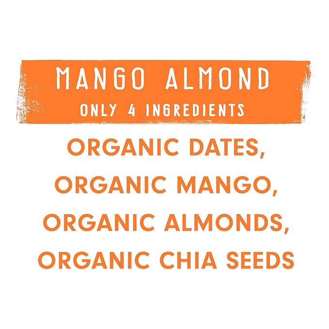 JONESBAR (Mango Almond, 4 Count (Pack of 1)), USDA Organic Fruit & Nut Bar, Non-GMO, Kosher, Vegan, Gluten Free, Simple Snack Bar