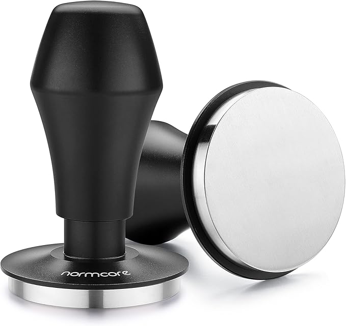 Normcore 58.5mm Coffee Tamper V4 - Spring-loaded Tamper with 15lb / 25lb / 30lbs Replacement Springs - Anodized Aluminum Handle and Stand - Stainless Steel Flat Base