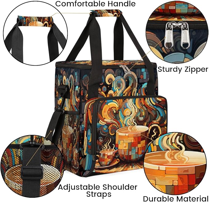 cfpolar Coffee Maker Storage Bag, Waterproof Travel Carrying Storage Tote Bag Organizer Case, Compatible with K-Mini or K-Mini Plus, And Suitable for Other Accessories， With Pockets for K-Cup Pods