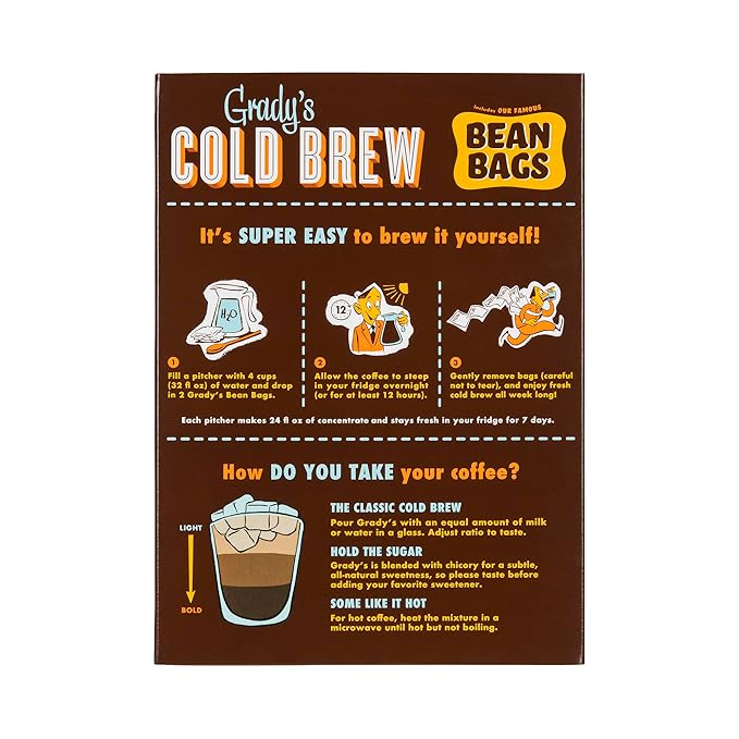 GRADY’S COLD BREW, French Vanilla, 100% Arabica Ground Coffee & Chicory Pouches, TWO Bundles of 4 Easy-to-Brew Bean Bags, Makes 24 drinks