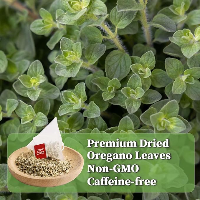FullChea - Oregano Tea Bags, 30 Teabags, 2g/Bag - Premium Oregano Leaves - Non-GMO - Caffeine-Free - Support Digestion & Boost Immunity