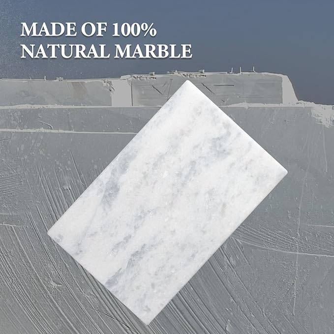 Koville African Natural Marble Cutting Board for Kitchen Pastry Bread, 12" x 8" Genuine Marble Cheese Board Stone Tray for Counter, Bathroom Perfume Tray Jewelry Candle Plate (Namib Fantasy)