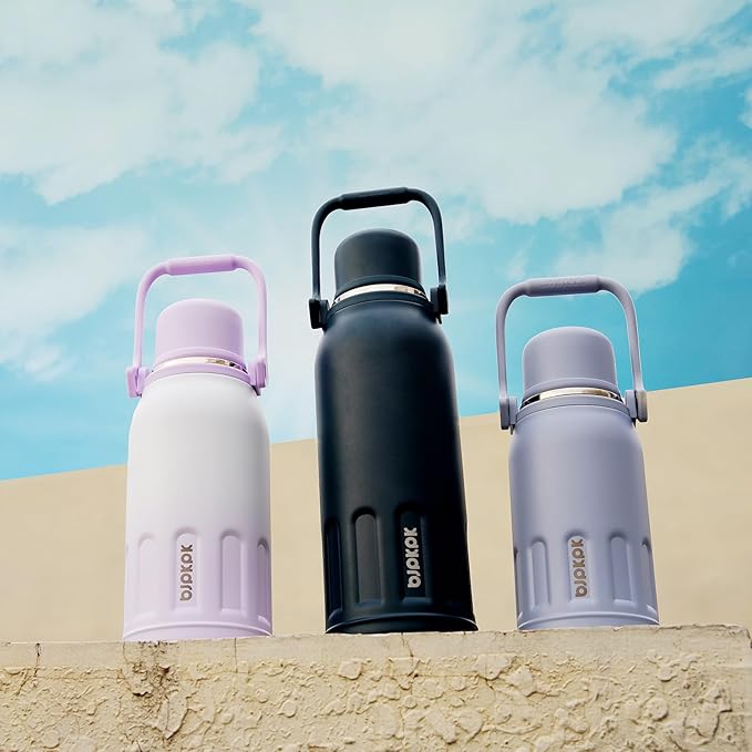 BJPKPK Insulated 27oz Thermos Water Bottle with Lid and Carry Handle Stainless Steel Water Bottles for School,Pink Pearl