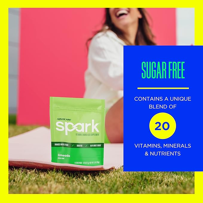 AdvoCare Spark - Energy Drink Mix - Vitamin & Amino Acid Supplement - Supports Energy & Focus* - Portable Immune Support* - Sugar-Free - Limeade, 14 Stick Packs (3.5 oz)