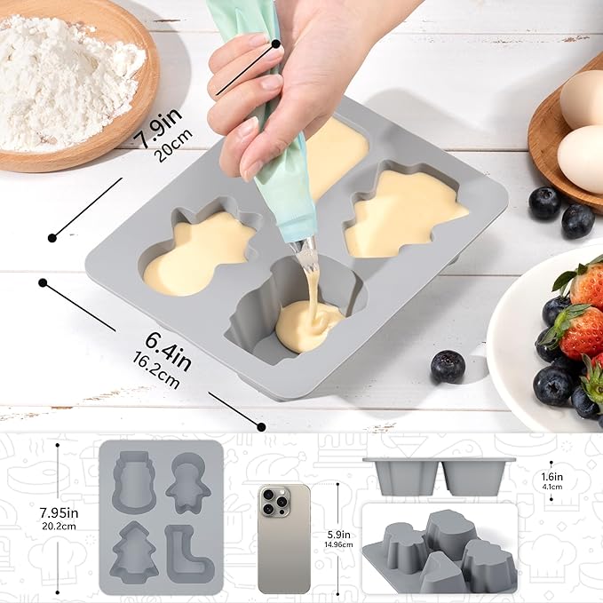 Li&Zhao Silicone Muffin Pans for Baking - 2 PCS Thick Silicone Cupcake Pan Egg Bite Molds Muffin Cups Mini Cupcake Pans for Making Muffin Cakes,Tart,Festival