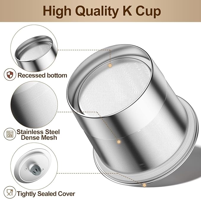 RETHONE K Cup Reusable Coffee Pods, Stainless Steel Reusable K Cups Coffee Filter Compatible for Keurig 1.0 & 2.0 Coffee Makers BPA-Free Refillable Coffee Filters (1 Pack)