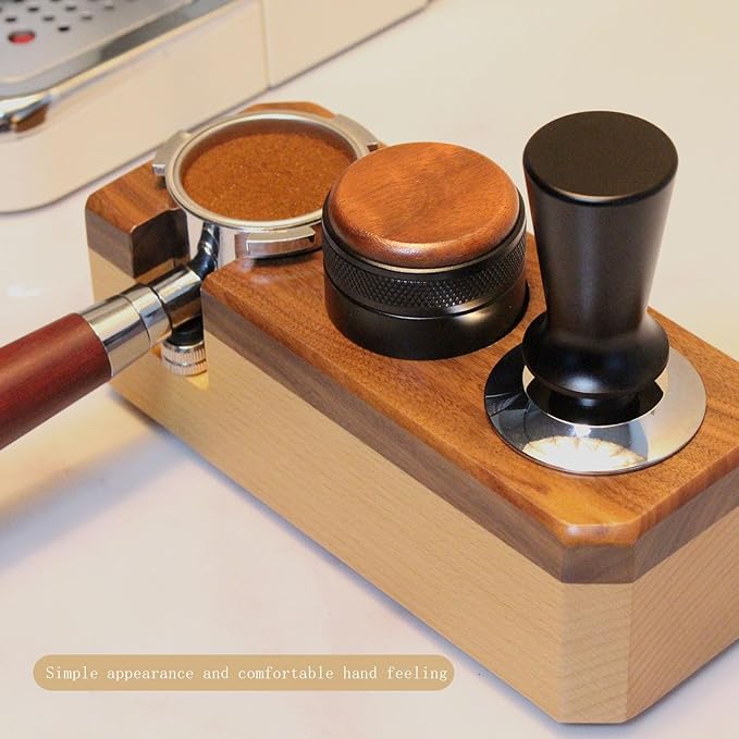 Espresso Distributor Stainless Steel Coffee Distribution Tool,Adjustable Depth Espresso Distributor Leveler with Walnut Wood,3 Angled Slopes Adjustable Palm Espresso Distributor Tool