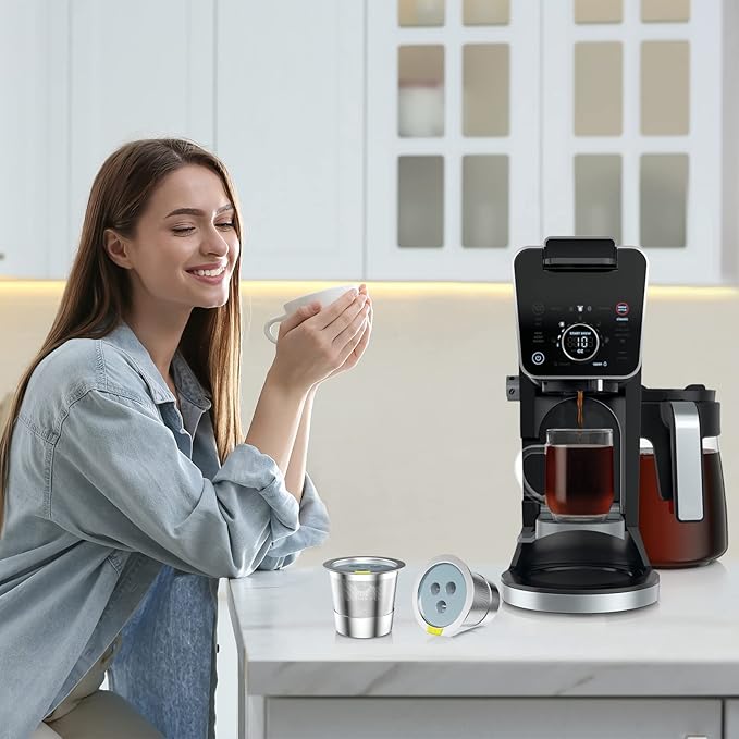 Stainless Steel Reusable K Cups Compatible with Ninja Coffee Maker, K Cup Reusable Coffee Pods,Permanent Reusable Coffee Filters for Ninja CFP201 CFP 300 CFP305 CFP301 CFP307 CFP400 (1Pack)