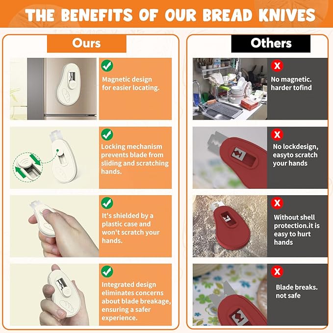 Extractable & Magnetic Bread Lame Dough Scoring Tool - Professional Sourdough Scoring Tool - Sourdough Bread Baking & Bread Scoring Tool - Scoring Patterns booklet & 5 Razor Blades (Cream)